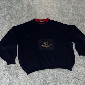 St Michael Pure Wool Blend made in Italy Blue Pullover Baggy Rock Climb Sweater